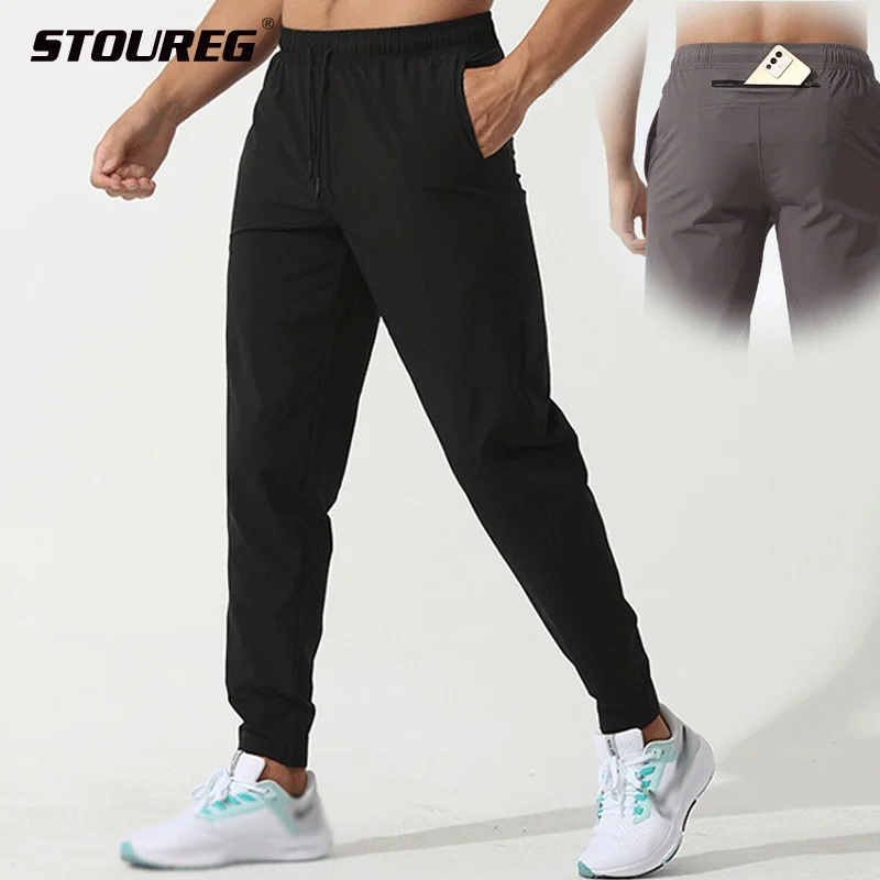 STOUREG Nylon  Jogging Pants Elastic Waist Men Sports Pants Running Trousers Workout Gym Sport Joggers Fitness Sweatpants