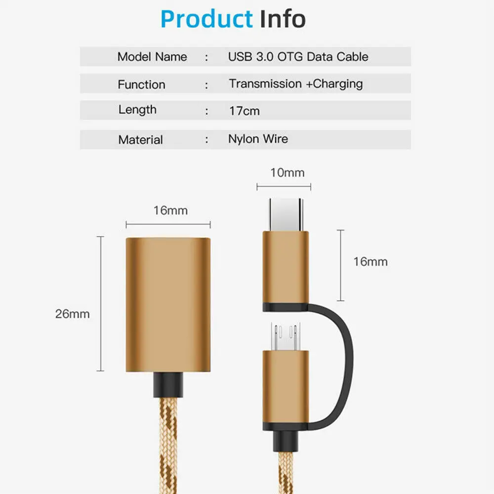 2 In 1 USB 3.0 OTG Adapter Type C Micro USB To USB 3.0 Adapter Cable OTG Convertor For Gamepad Flash Disk Type-C OTG USB Cable