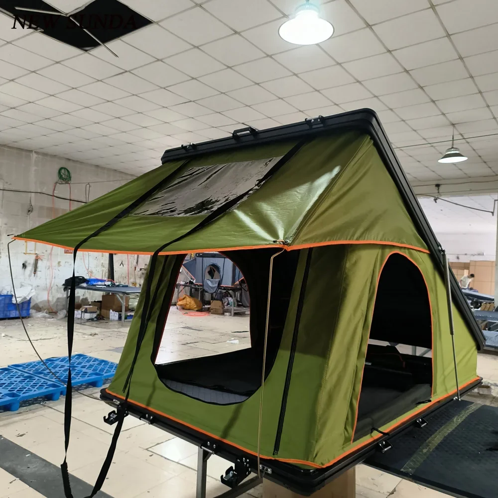 DrunkenXp New style good quality high ending 2.1m length aluminum triangle roof tent hardshell roof top tent