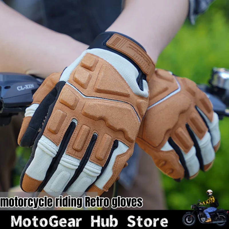 Motorcycle Riding Retro Gloves Anti Fall Anti Slip Waterproof Breathable Touch Screen Spring Summer Autumn Men And Women