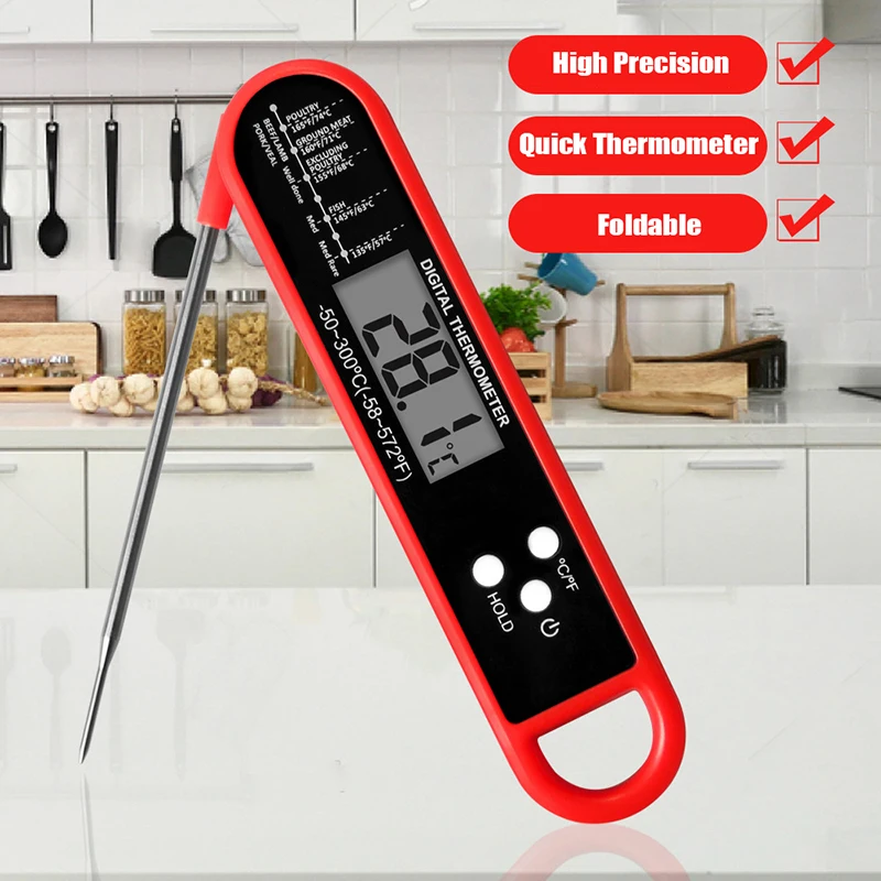 Foldable Meat Thermometer Digital Kitchen Food Cooking Thermometer For Meat Water Milk Probe BBQ Oven Electronic Thermometer