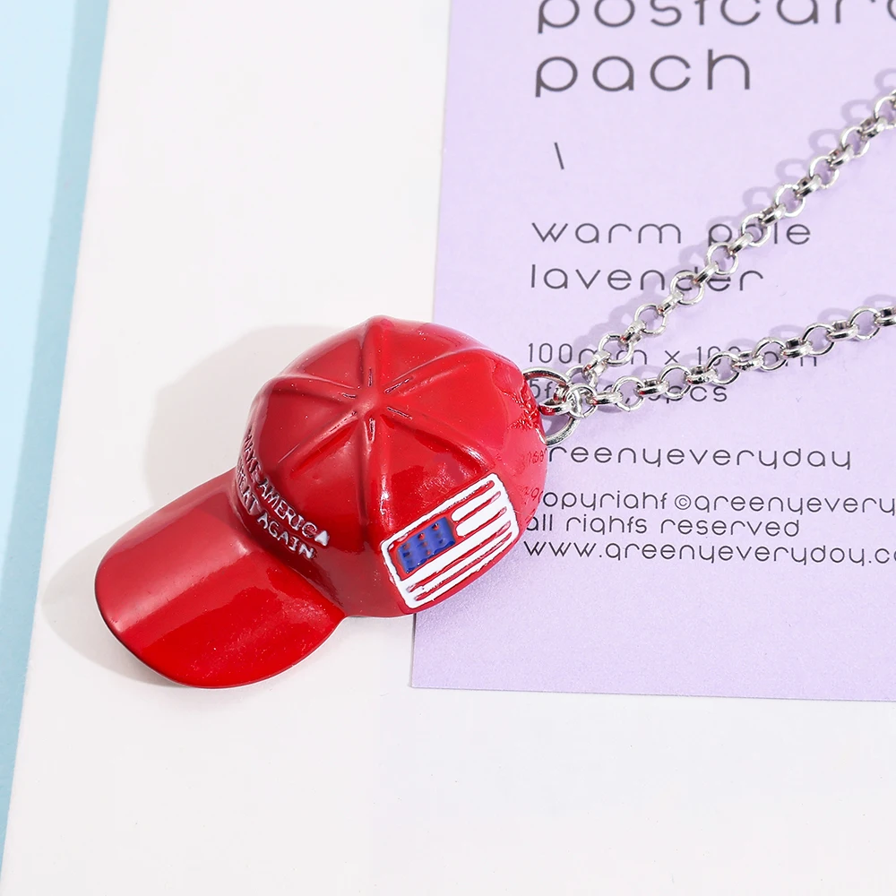 

Creative Popular Red Hat Necklace 'Make America Freedom Great Again' Neck Chain Accessory for Men and Women Birthday Party Gift