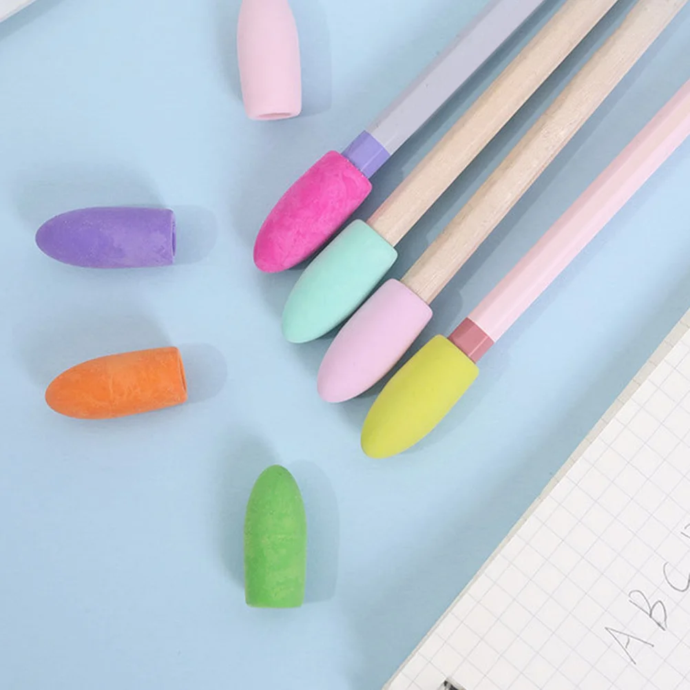 

150Pcs Colorful Bullet Erasers Tpr Pencil Protectors Stylish Present Option Practical School Supplies Eraser Caps