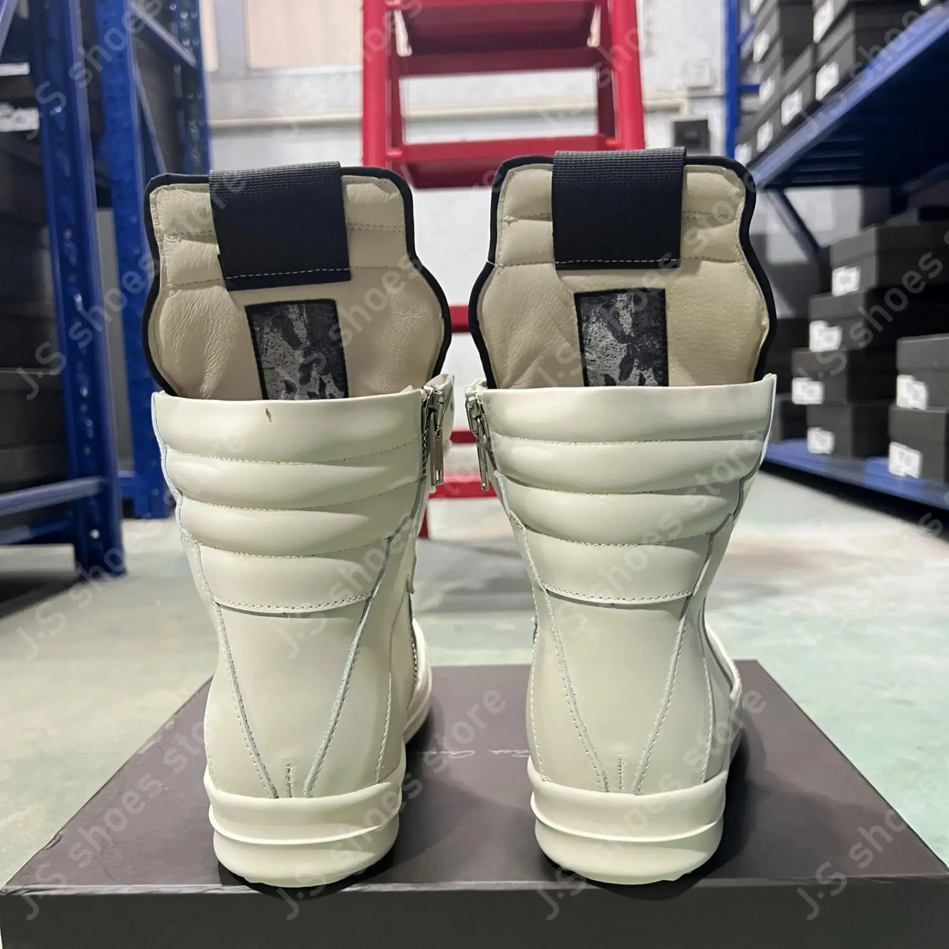 Ro كلاسيكي الأبيض الأحذية الجلدية جلد البقر أحذية رياضية عالية أعلى حذاء الرجال حذاء رياضة سستة النساء حذاء كاجوال الدانتيل يصل الفاخرة حذاء بوت بطول الكاحل #4