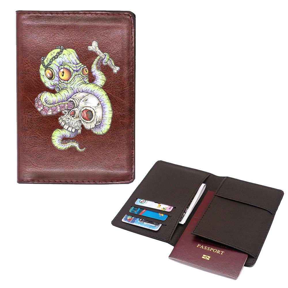 

Classic Octopus tentacles design Passport Cover Men Women Leather Slim ID Card Travel Holder Pocket Wallet Purse Money Case