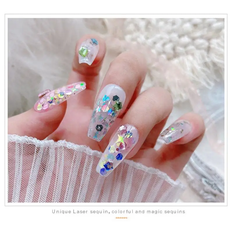 Glitter Laser Sequins Nail Art Mermaid Nail Sequins Sparkling Nail Accessories Round Manicure Sequins Gradient Gradient Sequins