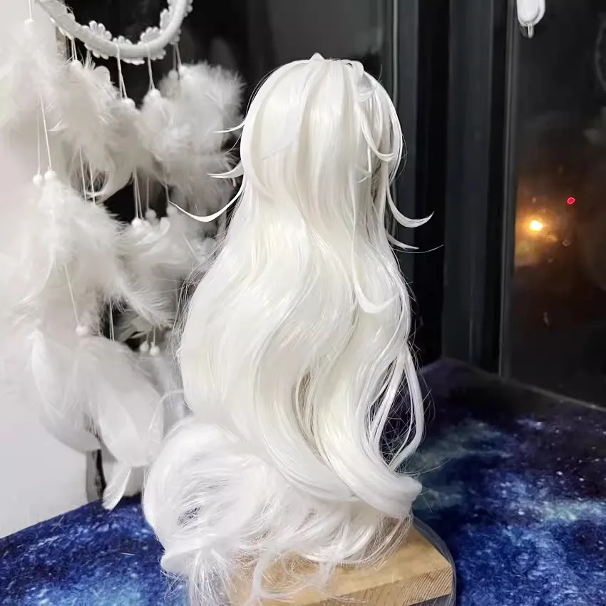 Hot Anime Rolle Cos Handgemachte Weiße Lockige Styling Haar 1/3 1/4 1/6 BJD Haar Perücke Cosplay KN Geschenk
