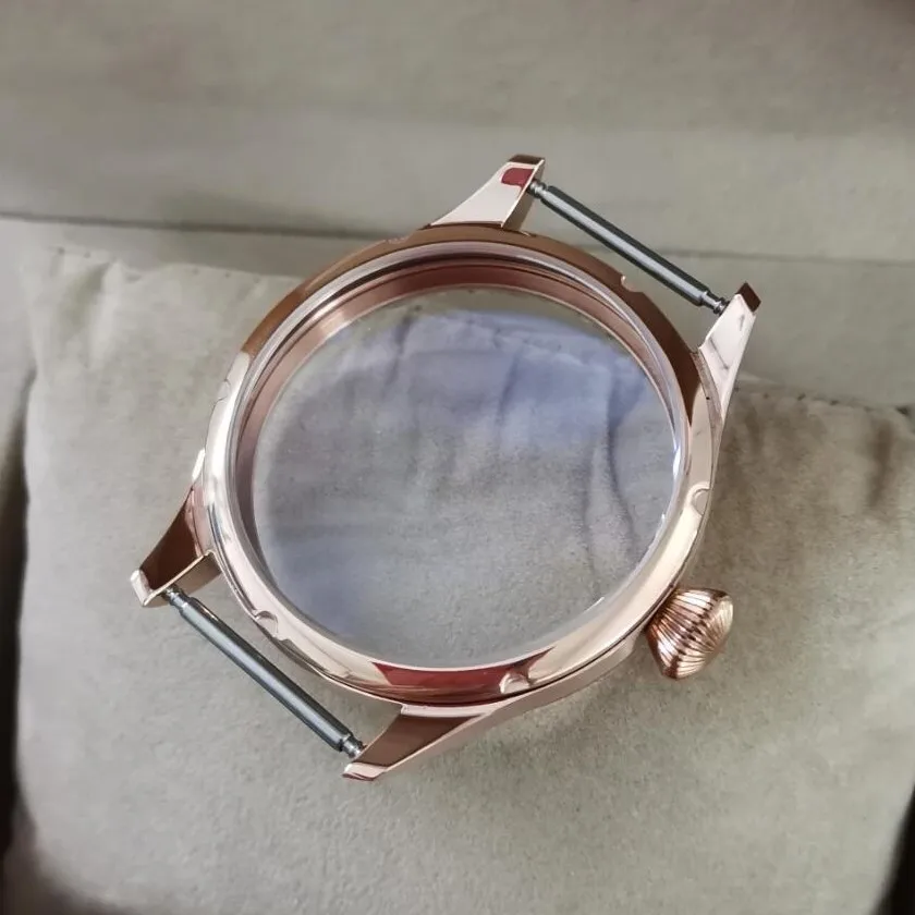 41MM Sapphire Crystal Or Mineral Glass 316L Stainless Steel Rose Gold Case Fit ETA6497/6498 ST3600/3621 Mmovement BK35-21