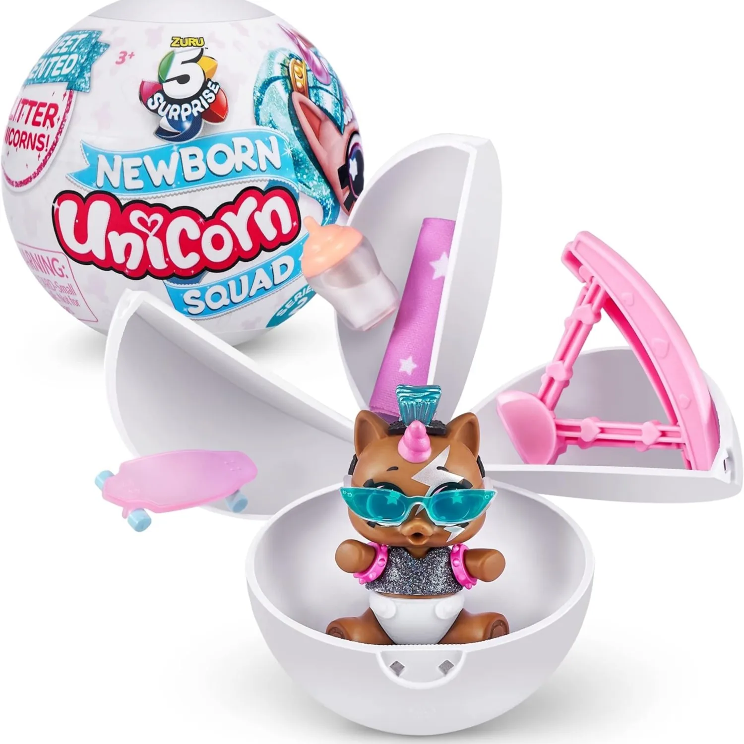 5 Surprise Unicorn Squad Series 5 Newborn Unicorn Squad di ZURU Confezione da 2 giocattoli da collezione esclusivi e misteriosi Bianco/Blu Chiaro