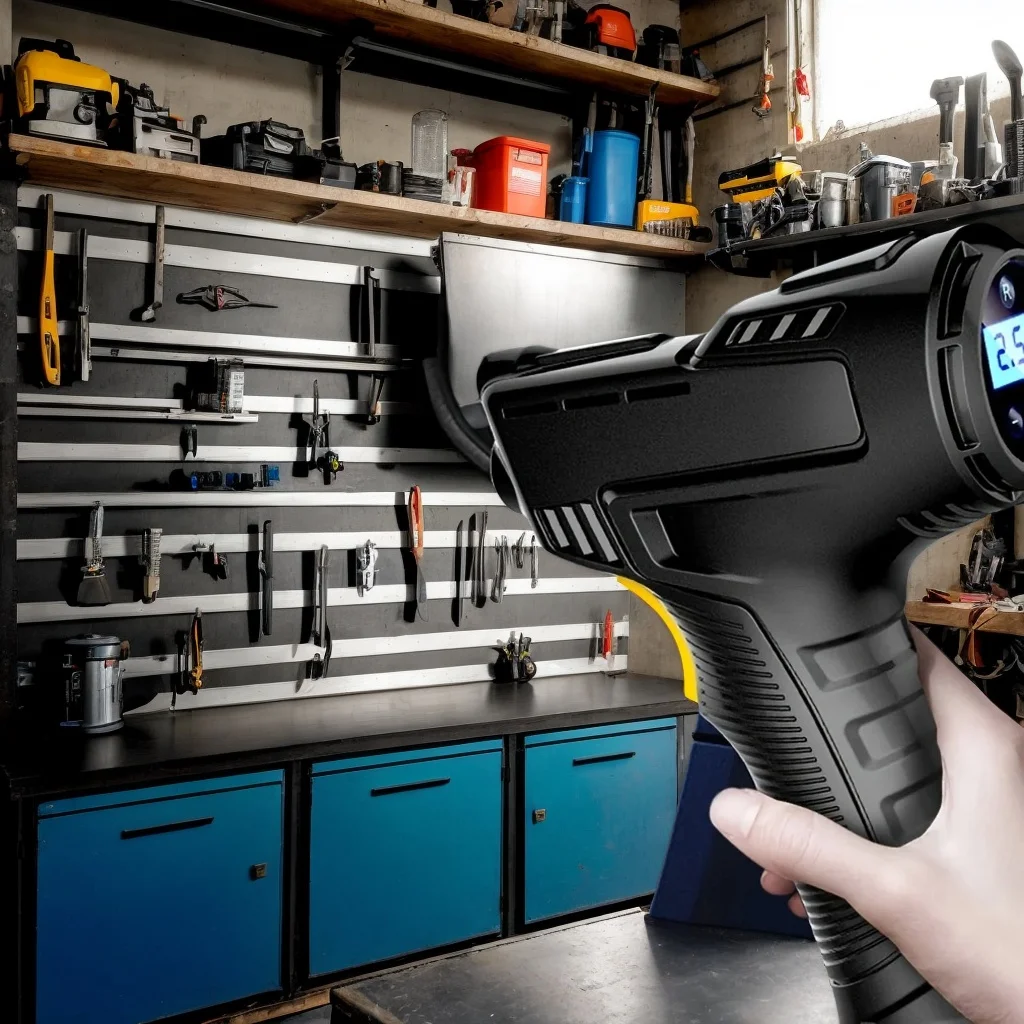 

​ ​ Портативный воздушный компрессор мощностью 120 Вт — цифровой накачиватель шин для автомобильных велосипедных шариков ​ ​