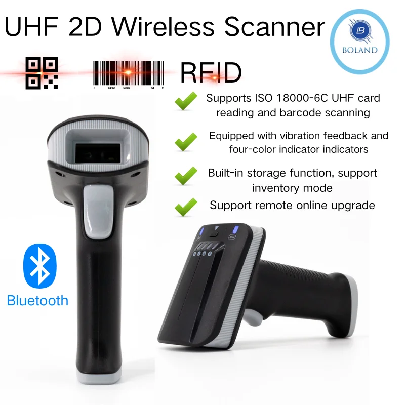 

Wireless Bar Code Scanner 2D 1D Barcode Scanner Bluetooth bar Code Scanner UHF Reader qr reder For Supermarket Logistics Product