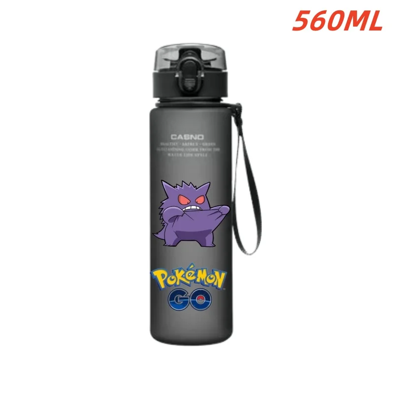 560ML Pokemon Water Cup Anime Portable Children's Cute Pikachu Gengar Plastic Outdoor Sports Large Capacity Water Bottle Gifts