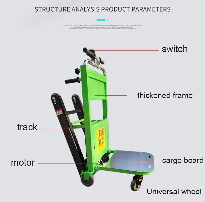 Scalatore elettrico cingolato da 120kg su e giù per scale macchina per salire le scale macchina per la movimentazione di merci pesanti 20A 24V