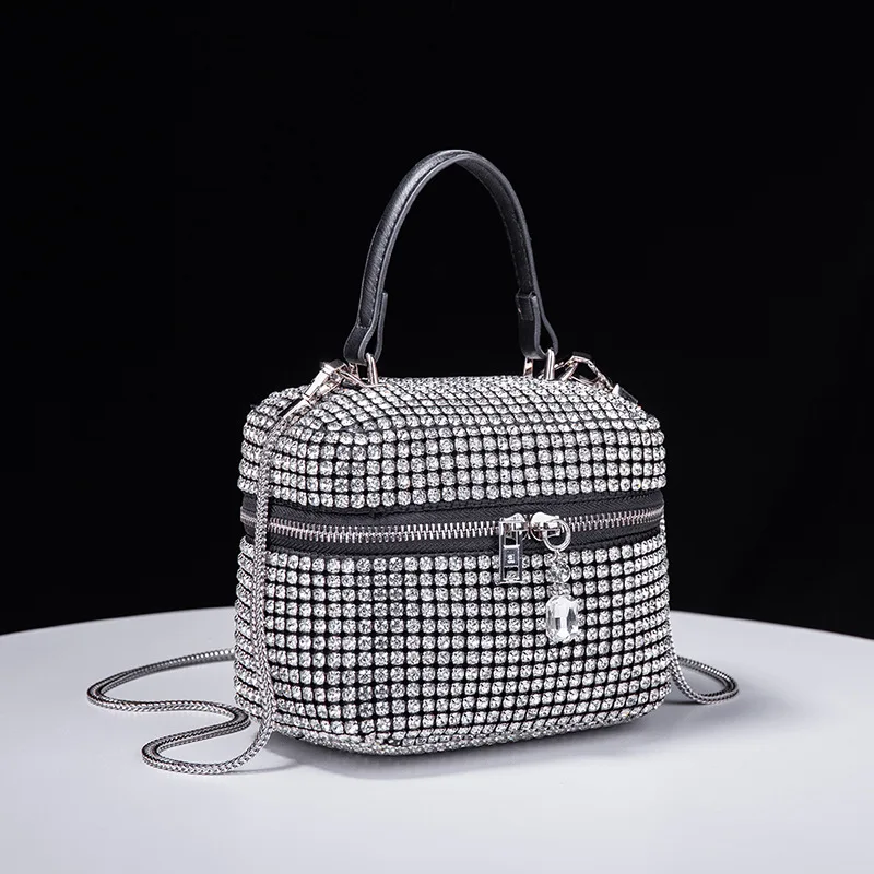 Rhinestone Evening Bags Handbag 2023 New Trendy Diamonds Bag Barrel-shaped Luxury Brand Crossbody Bag Shining Party Clutch Purse