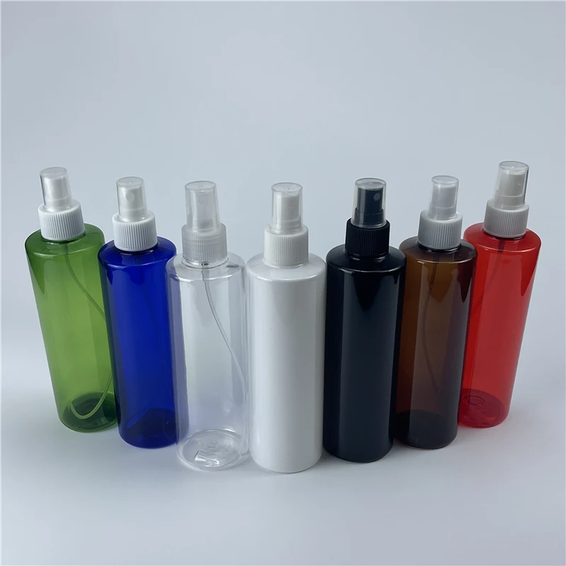 Multicolor 250ML X 25 Empty Spray Pump Flat Shoulder Bottles Fine Mist Sprayer Cosmetic Packing Bottles PET Refillable Container