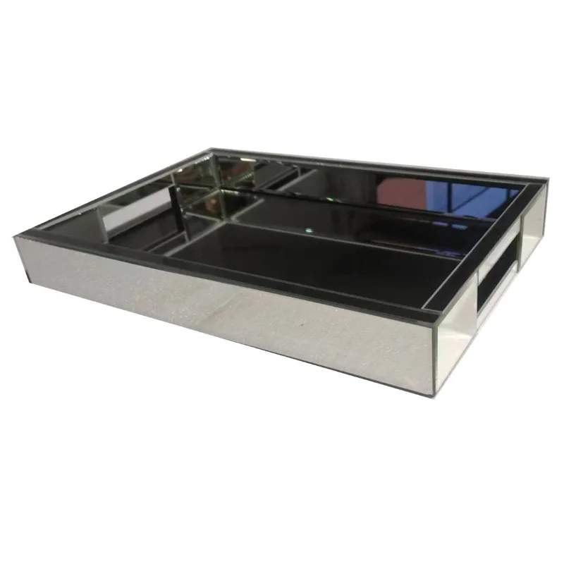 

Modern simple rose gold rectangular glass mirror countertop storage tray