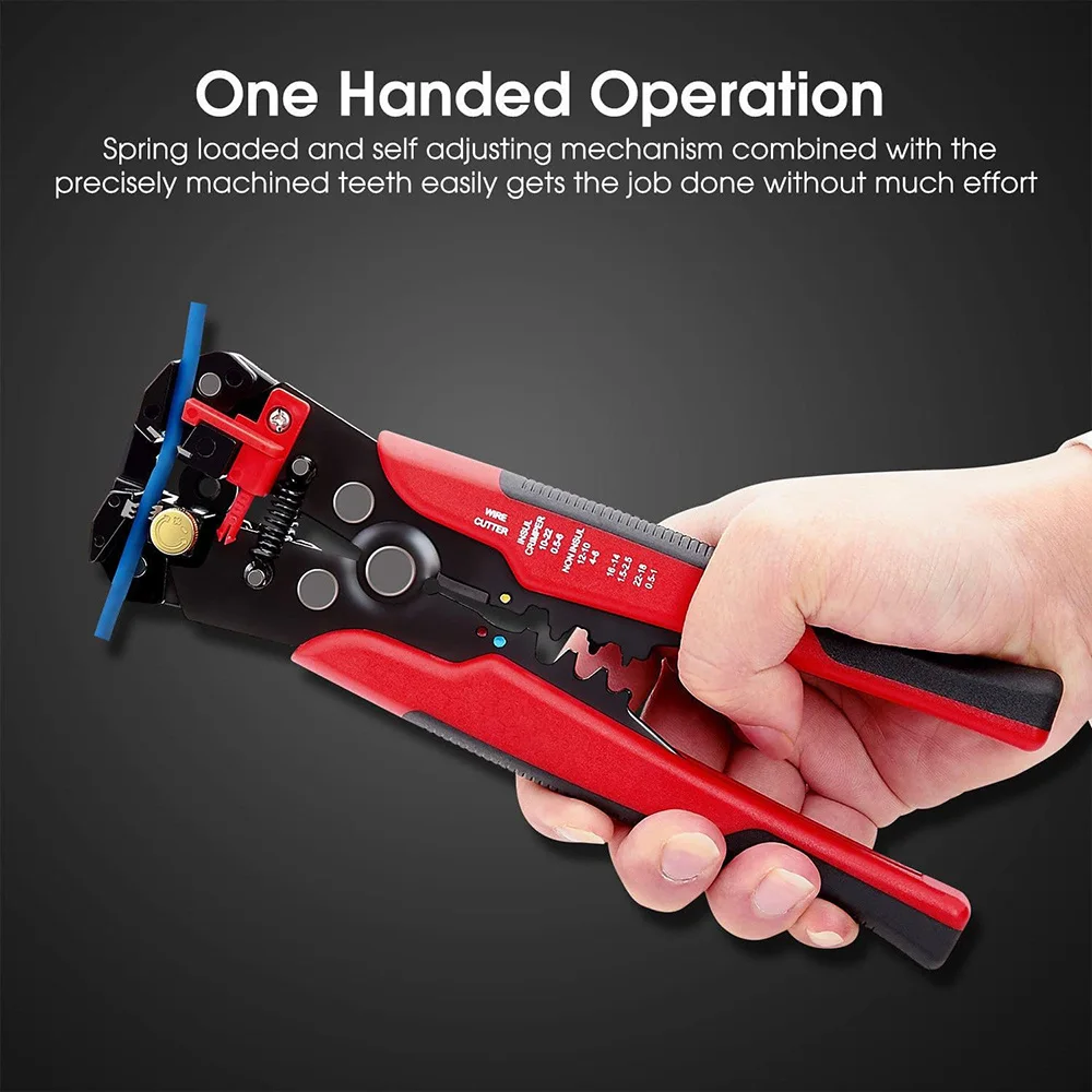 Self-Adjusting Wire Stripper Cutter, Wire Crimping Tool Wire Pliers for Wire Stripping, Cutting, Crimping 10-24 AWG (0.2-6.0mm²)