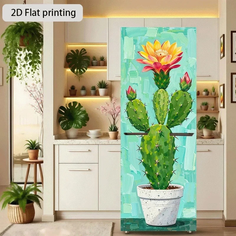 1 autocollant mural moderne brillant auto-adhésif, idéal pour armoire - Décalcomanie cactus du désert scintillant, en plastique à peler et coller