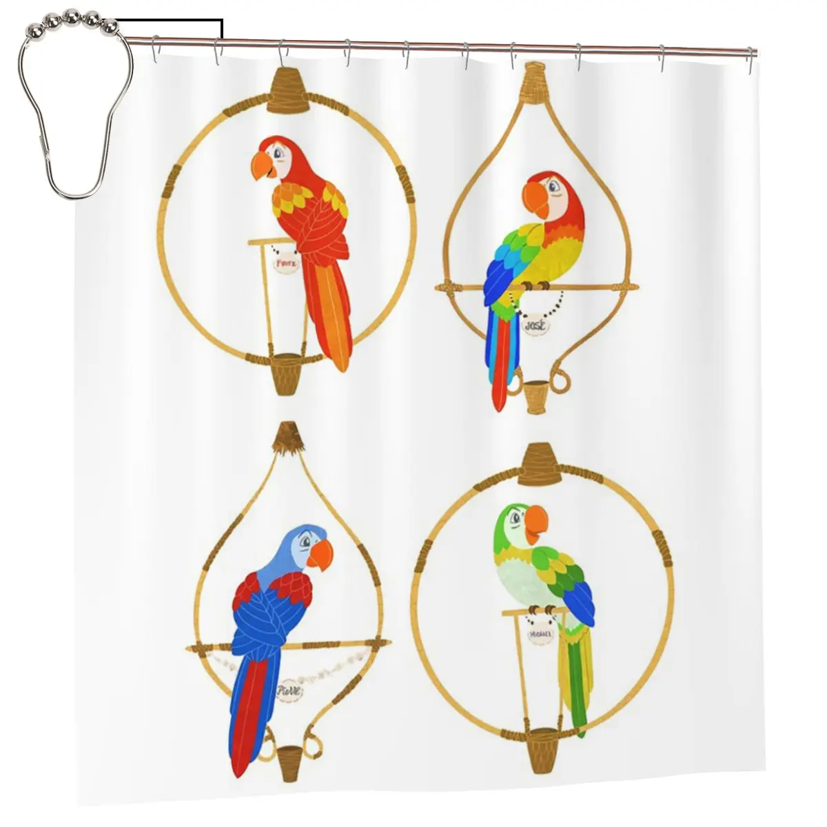 

Занавеска для душа Tiki Birds, полиэстеровая, водонепроницаемая, для ванной комнаты, с крючками