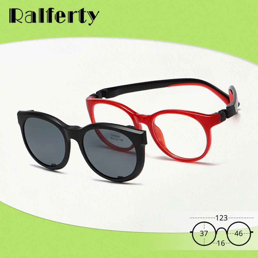 

Ralferty Durable Lightweight Kids Clip-on Glasses Soft Detachable Eyeglasses Frame Child Round Prescription Optic Frame Zero 46