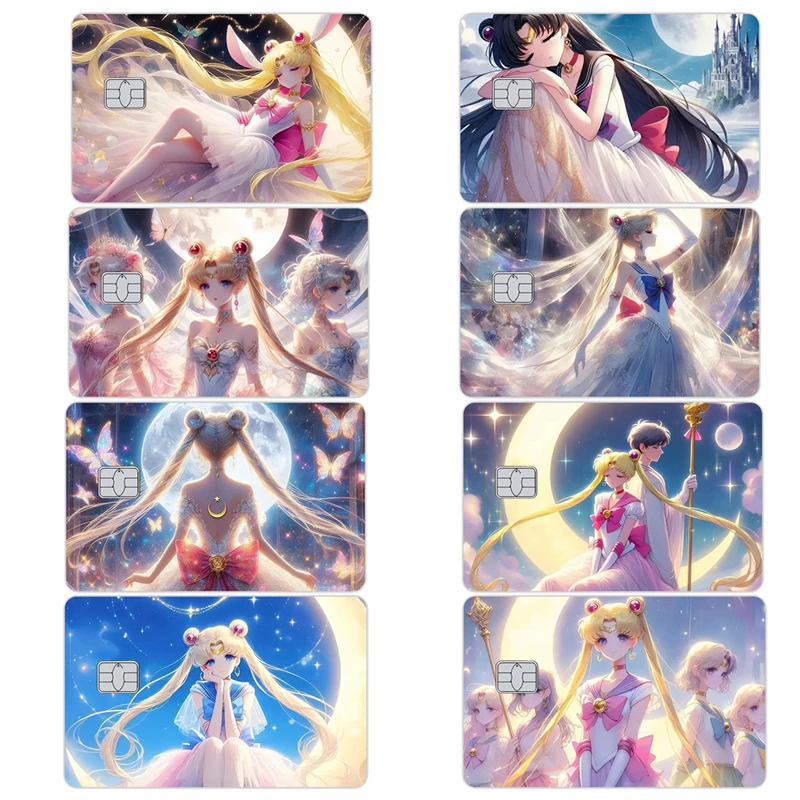 

Sailor Moon Card Sticker Waterproof Debit Card Cover Tsukino Usagi Protector Skin Kawaii Student Exquisite Decor Festival Gift
