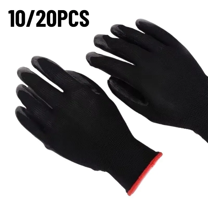 

10/20 шт. перчаток с черным покрытием для ремонта и деревообработки, утолщенное покрытие, удобные и прочные перчатки, подходят для различных применений