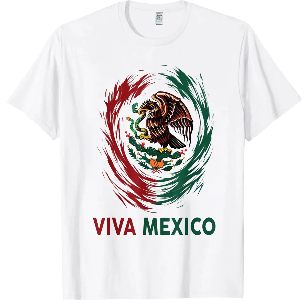 Mexican Viva Mexico Flag T-Shirt Proud Mexican Eagle Flag Cotton Graphic T Shirts for Men and Women Streetwear Short-sleev Tops