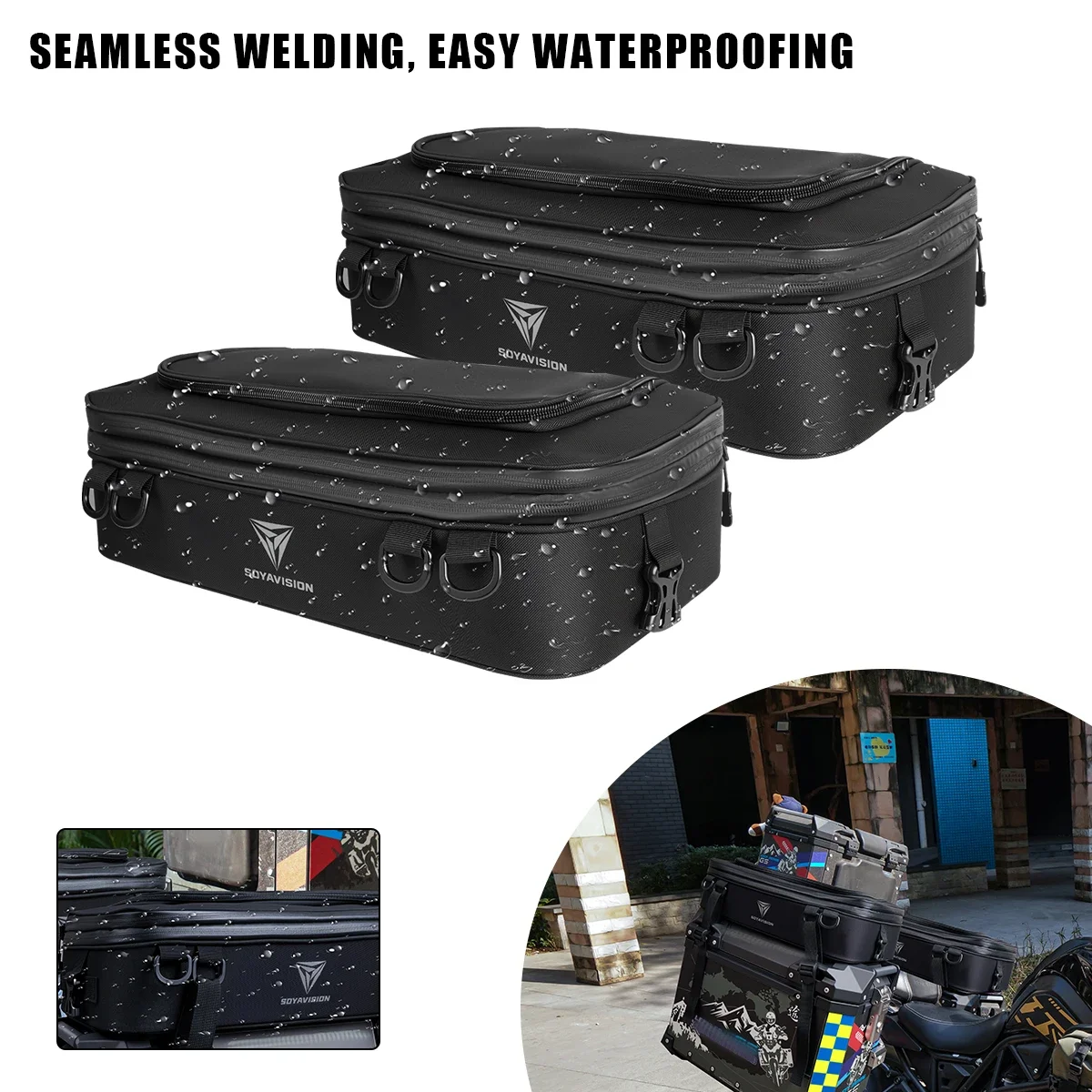 Motorcycle Side Box Top Pannier Case Bags For  Waterproof Top Bag Luggage Expandable Rear Seat Luggage
