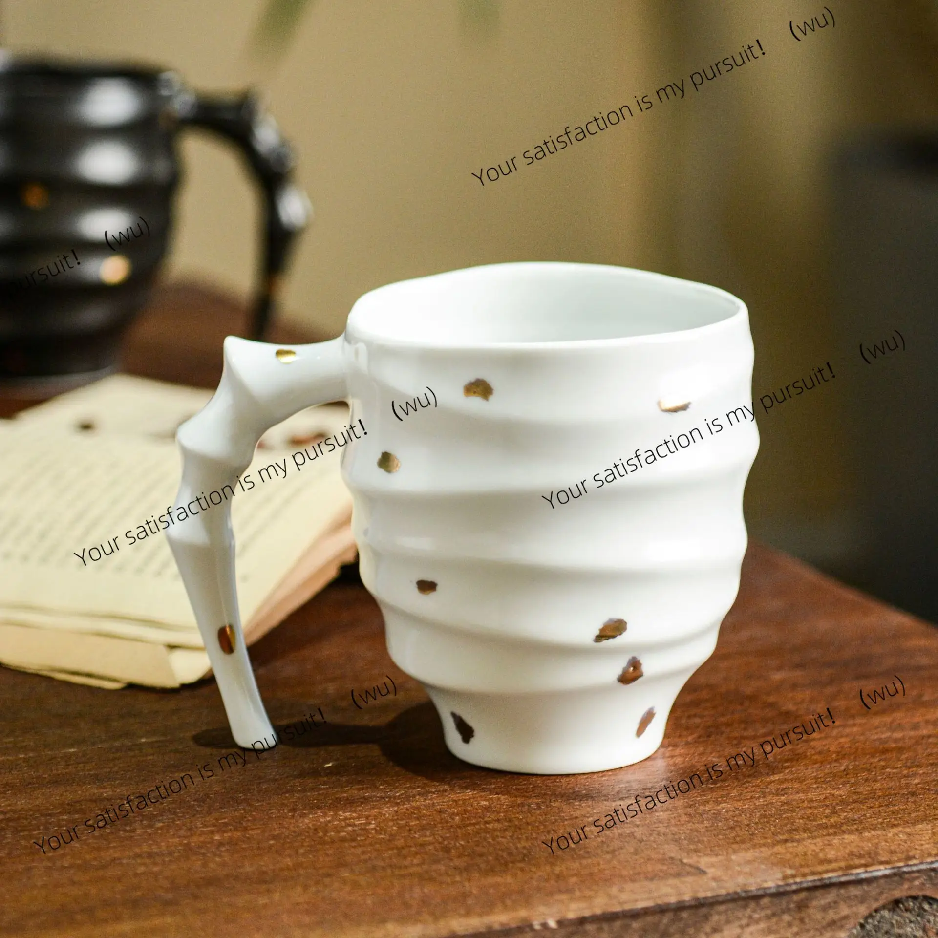 Retro ceramic mug light luxury high-end coffee cup office teacup household high-value water cup