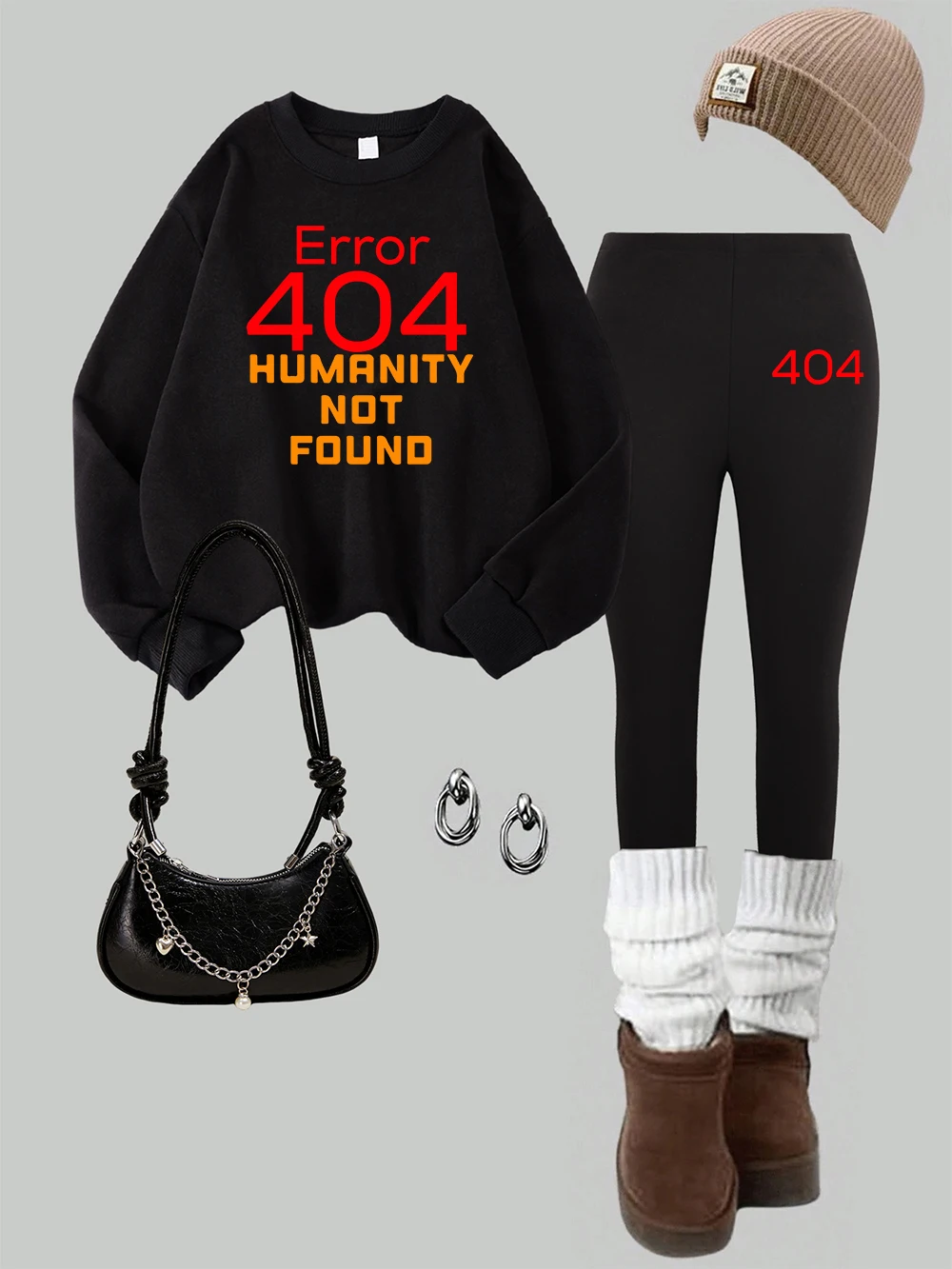 

Женский комплект из 2 предметов с ошибками 404, толстовка с принтом человека, леггинсы, зимний теплый флисовый комплект с капюшоном, брюки, уличная женская одежда