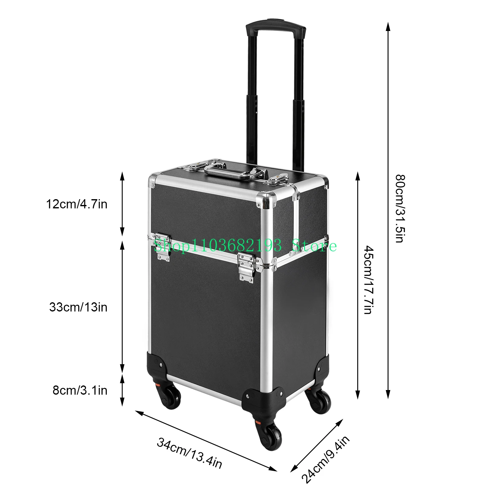 Professional Rolling Makeup Train Case Makeup Storage Organizer Cosmetic Trolley 4 Tray With Slide Rail Salon Barber Trunk Box