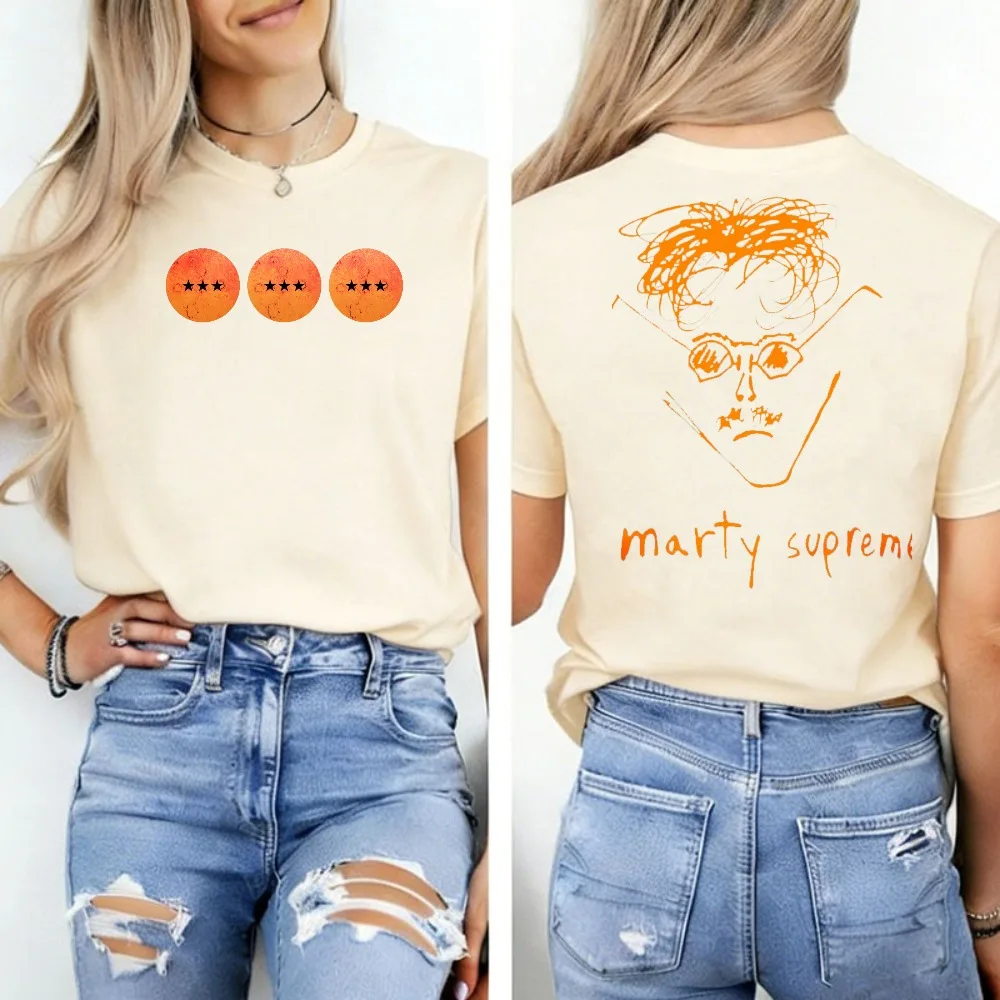 Marty Supreme Timothee Chalametunisex T-shirt Unleash Cosmic Chaos with Marty Supreme Creamy Featuring Three Starry Orbs Tee