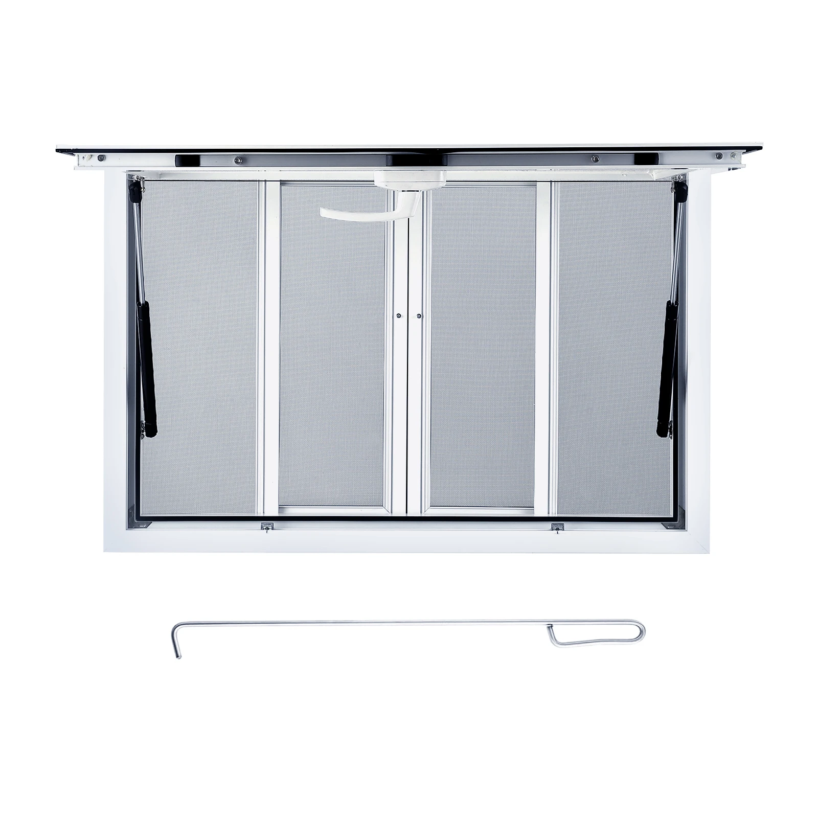 

Concession Window, Aluminum Alloy Concession Stand Serving Window Door with 4 Horizontal Sliding Screen Windows & Awning Door