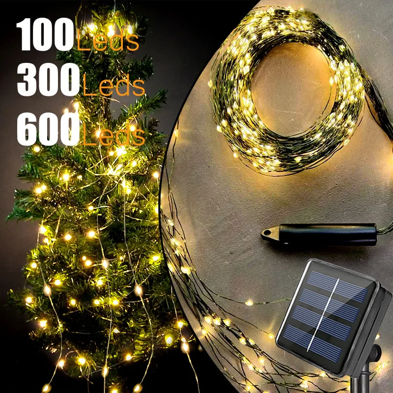 600 LED Branch Waterfall Lights Solar Outdoor Camping Light String Lights For Wedding Garden Curtain Ornamen Christmas Party