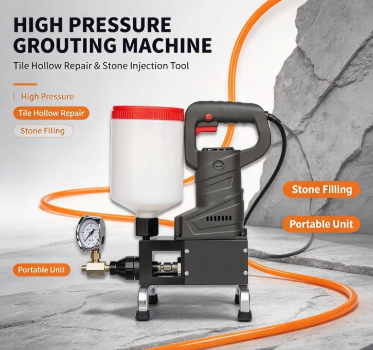 Tile Hollowing High Pressure Grouting Machine Stone Floor Filling Grout Gun Wall Hollow Repair Injection Tool With Drill Bits