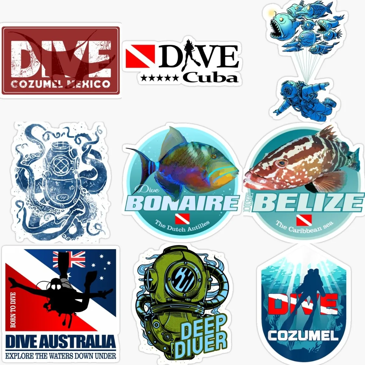 Scuba Diving Diver Flag Fish Creative Stickers Car Motorcycle Laptop Camper Van Helmet Bike Accessories Truck Wall Glass Decal