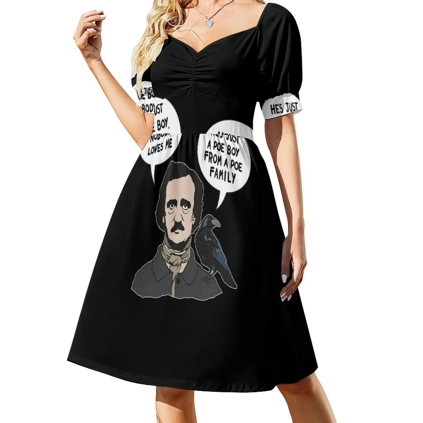Allan Edgar Poe Boy writer Raven Crow Gothic Short-Sleeved Dress Dresses long dress women summer beach outfits for women
