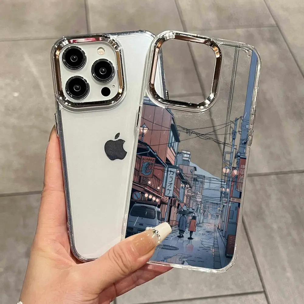 Coque de téléphone Anime Town pour iPhone 17, compatible avec iPhone Air 16, 15, 14 Plus, 13, 12, 11 Pro Max, 16e, antichoc, coque arrière transparente HD