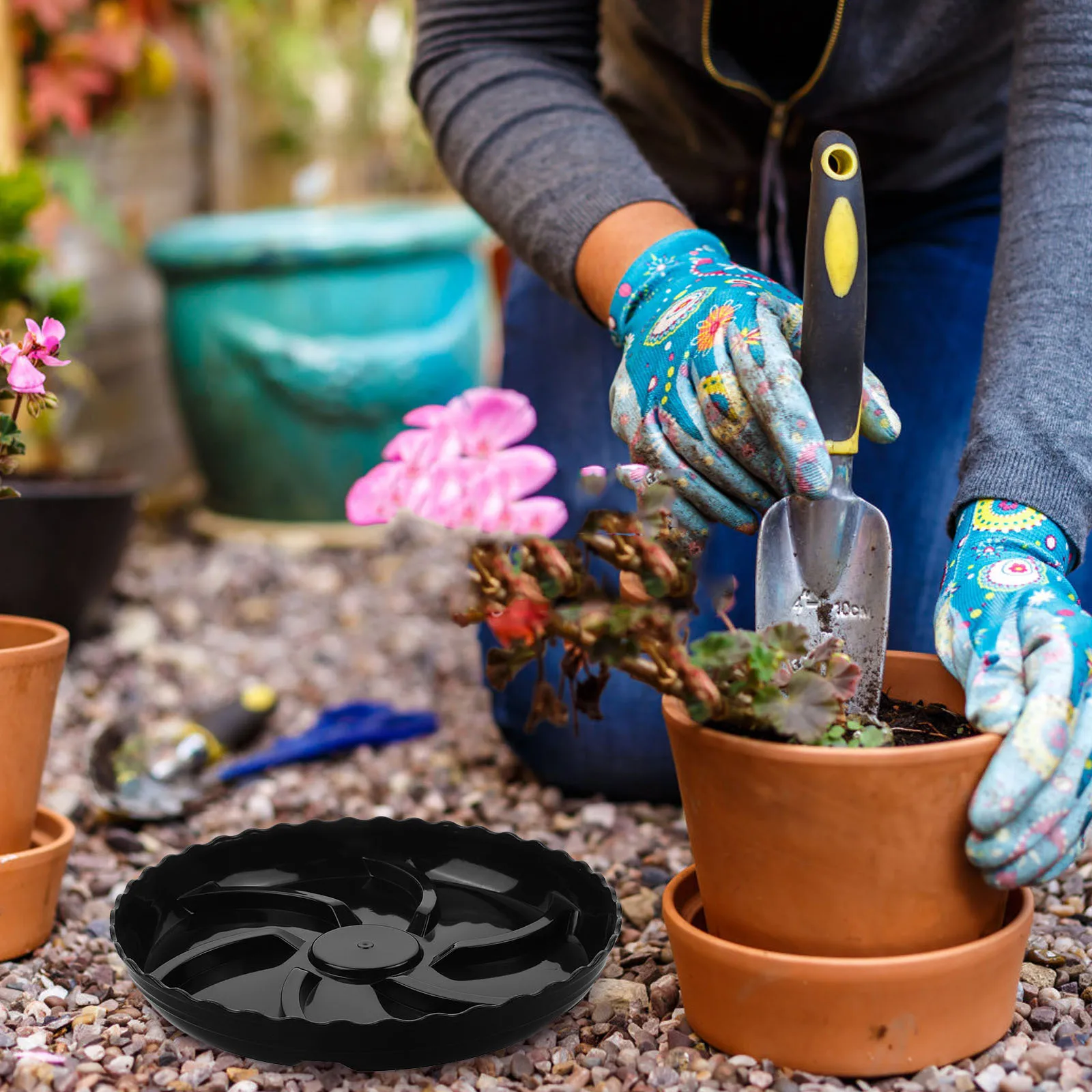 

2pcs Plant Saucer Tray Round Drainage For Indoor Plants Durable Plastic Pot Base Water Catcher Plate Garden Decor