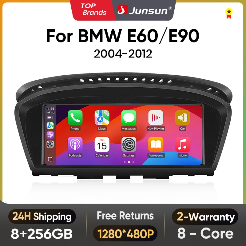 Junsun-Limitation de l'autoradio Android Auto, CarPlay pour Apple BMW Série 5, E60, E61, E63, E64, BMW Série 3, E90, E91, E92, E93