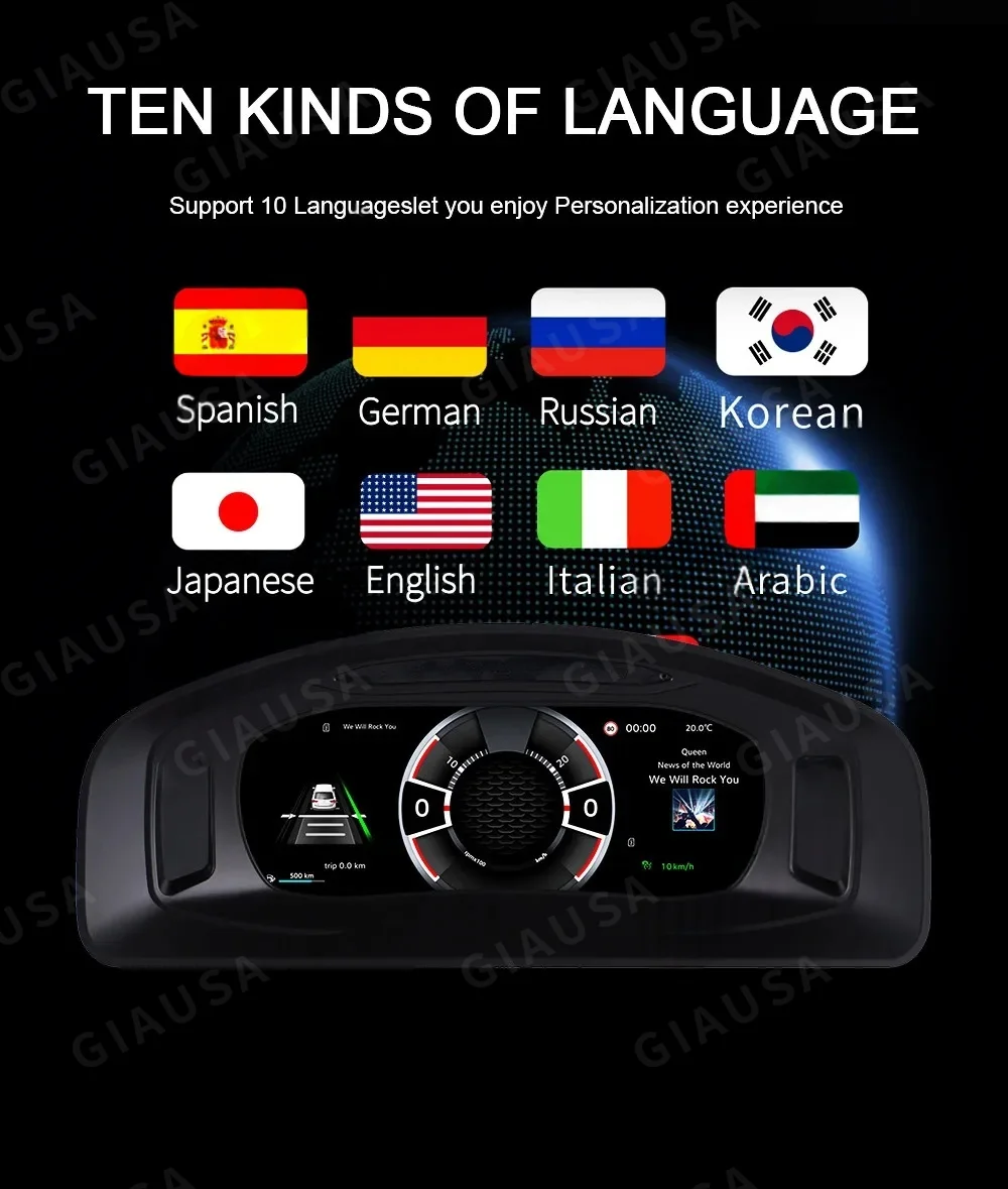 Car Digital Odometer Cluster display For Volkswagen Multivan T5 2012-2019 LCD Panel Speedometer Virtual instrument Speed Meter