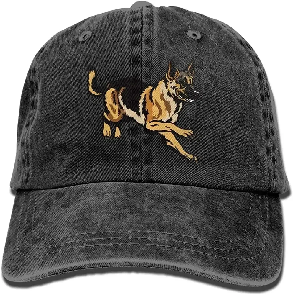 Cotton Baseball Cap Dog German Shepherd Unisex Snapback Caps Washed Denim Cap