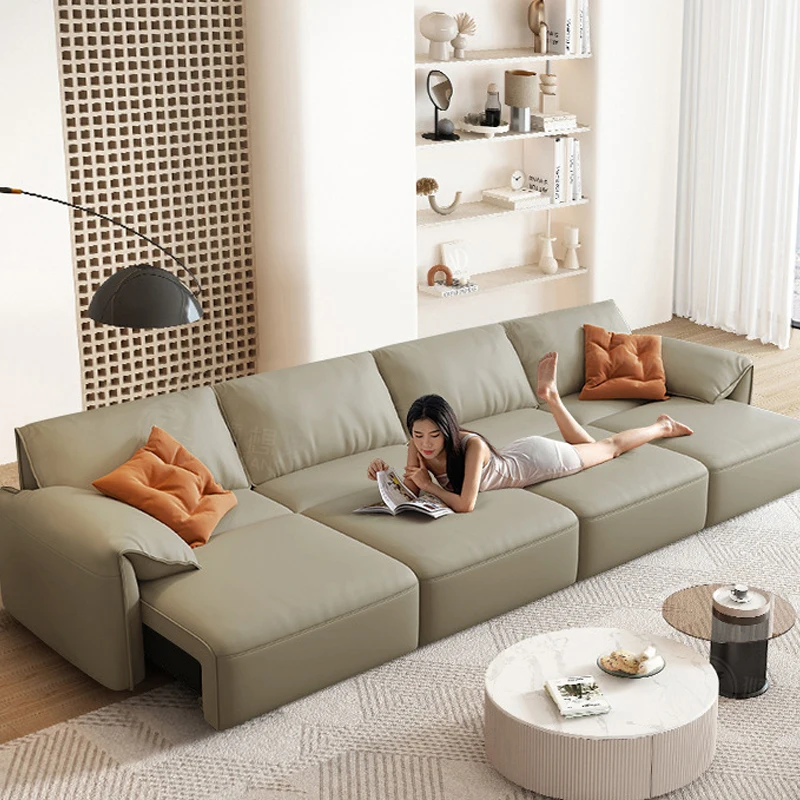 

！@Modern Simple Design Italian Cabin Genuine Living Room Furniture Set Multi Function Electric Sectional Intelligence Moving Sof