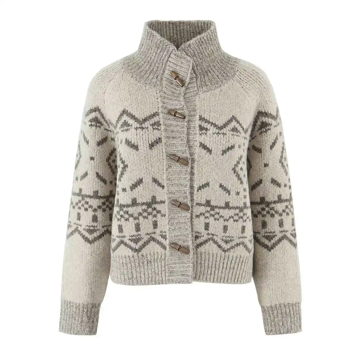 

Women's Coat Single Breasted Jacquard Outerwear Lazy Knitted Cardigan Sweater Floral Embroidery Knitted Cardigan Jacket