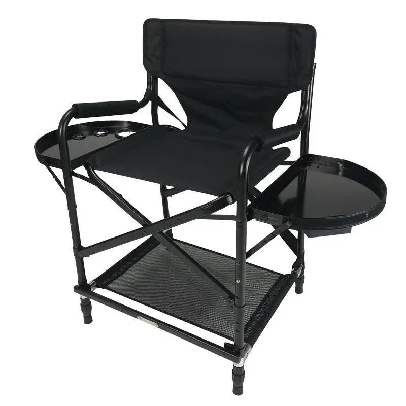 Adjustable high seat makeup chair with headrest aluminum alloy telescopic foot director chair high chair