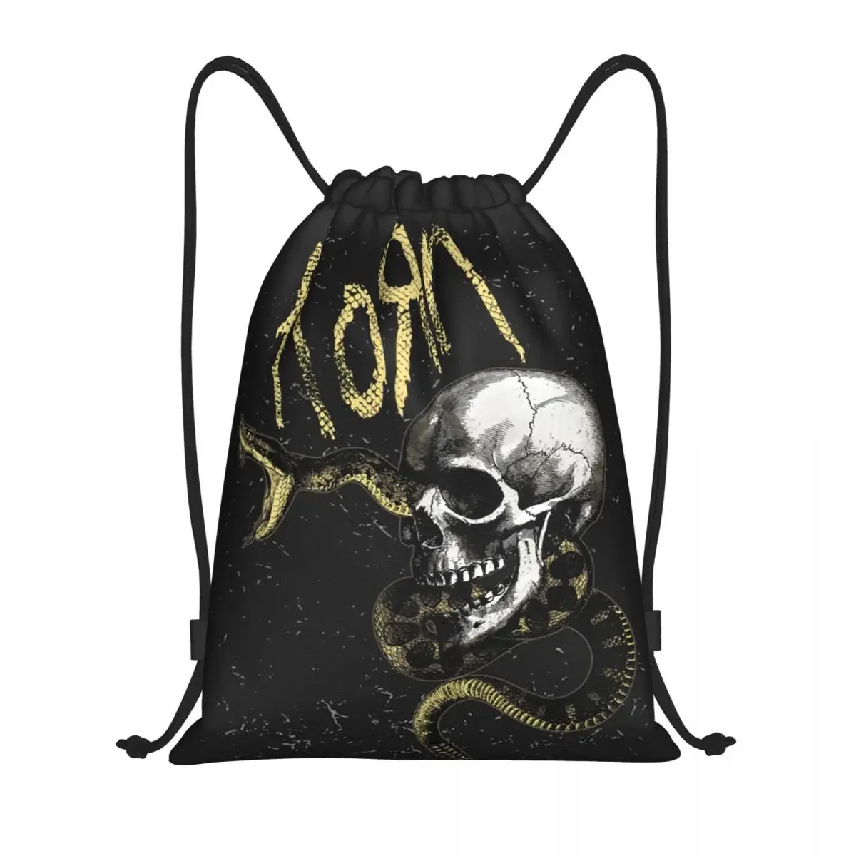

Custom Heavy Metal Music Band Korns Skull Drawstring Bag for Shopping Yoga Backpacks Men Women Sports Gym Sackpack