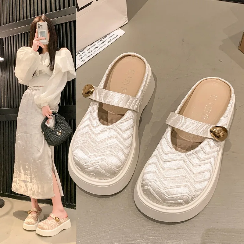 

2026 Summer New Women Closed Toe Mules Slippers, Mesh Breathable Hollow Sandals Casual Fashion Shoes For Ladies