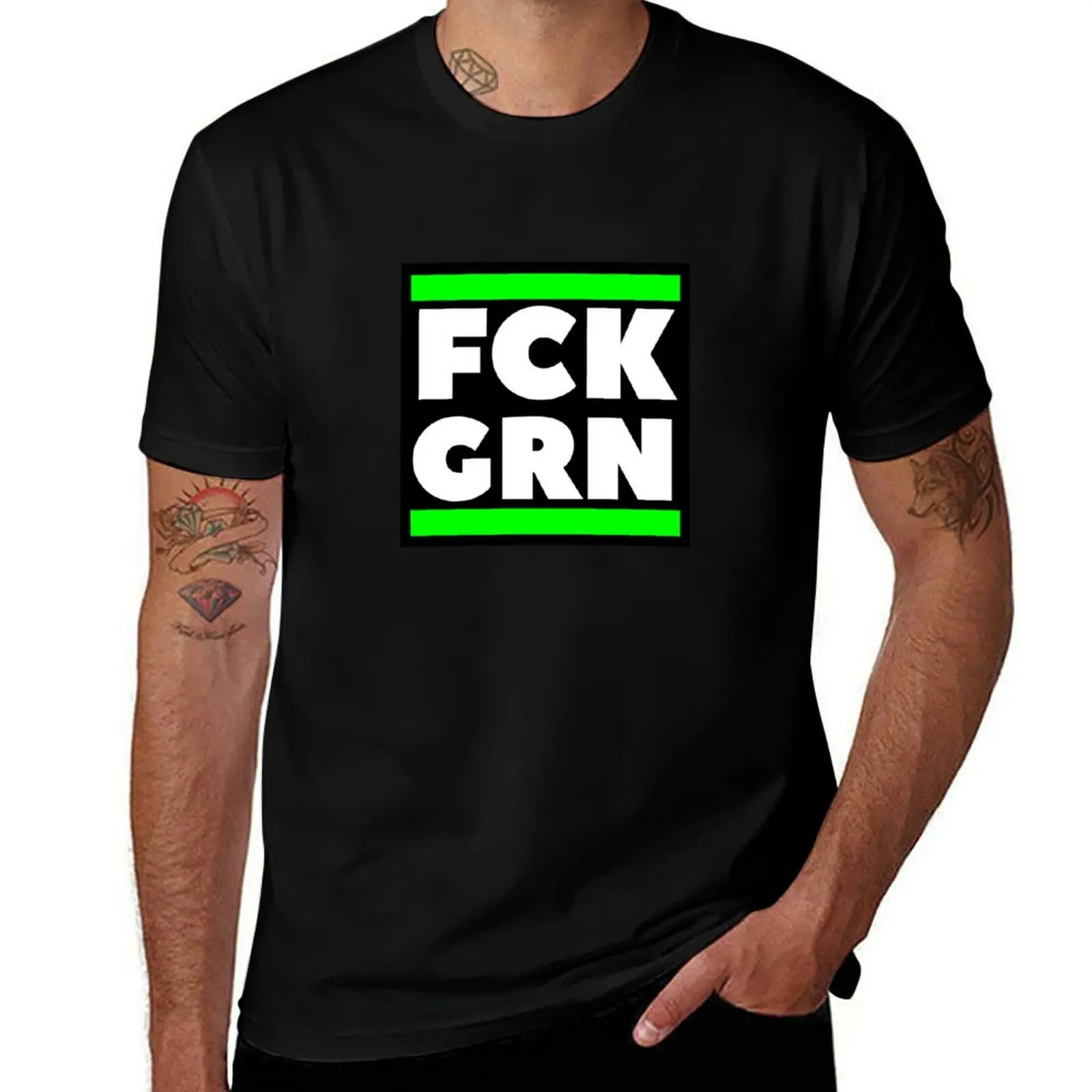 

FCK GRN T-Shirt sweat essential t shirt oversized graphic tee vintage t shirts Short sleeve tee men