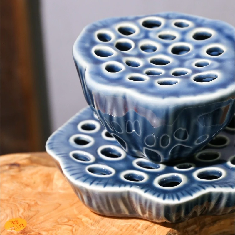 1 個中国風蓮の形のセラミック生け花ホルダー生け花フラワーア - Ikebana Vase Kenzan のレビューと価格