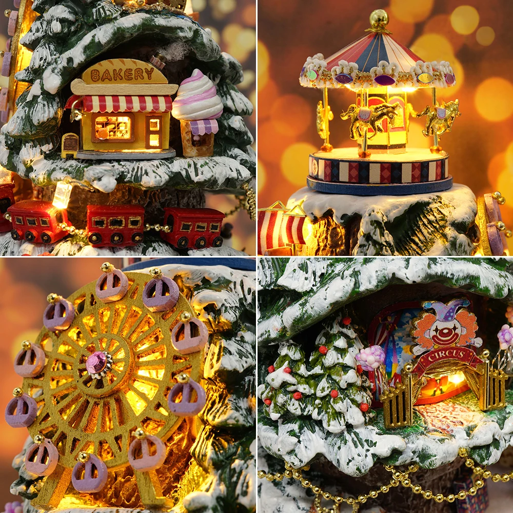 Dollhouse Miniature DIY Doll House With Furnitures Wooden House Toys For Children Birthday Gift with Dust Cover Rotate Music 29